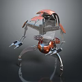 Futuristic Robotic Character And Mechanical Creature With Metal Legs And Copper Accents