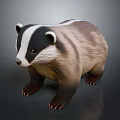 Realistic Badger Figurine With Black And White Facial Markings And Brown Fur
