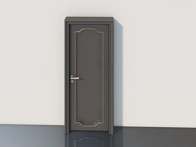 Gray Interior Swing Door With Simple Design And Metal Handle For Indoor Home Use 3d model