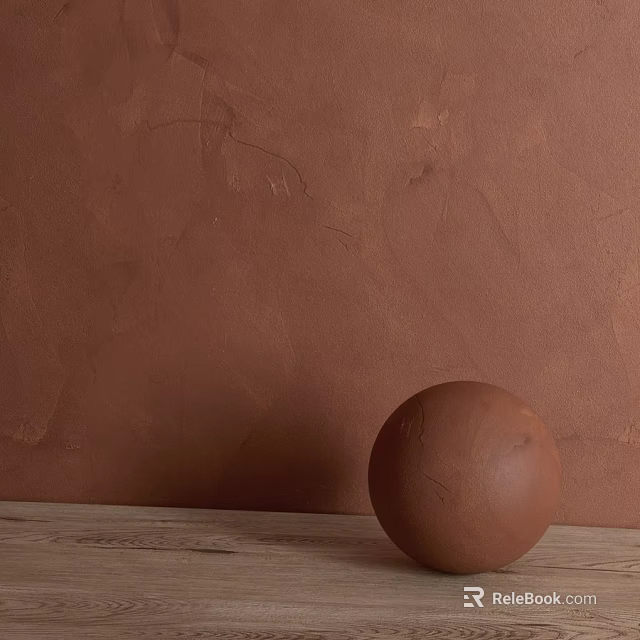 Brown Sphere Component On Wooden Tabletop Against Textured Brown Wall 3d model 