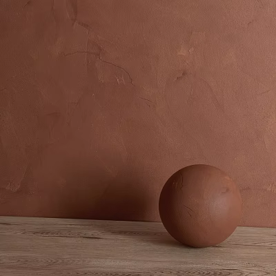 Brown Sphere Component On Wooden Tabletop Against Textured Brown Wall 3d model