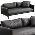Black Leather Multi Seat Sofa with Modern Sleek Design and Comfortable Cushions 3d model