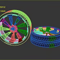 Car Sport Racing Tyres With Black Alloy Rims And Red Accent Stripes