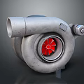 High Performance Industrial Turbocharger with Metal Housing and Red Rotor Blades