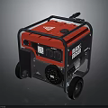 Portable Generator Featuring Red Casing Black Frame Wheels And Control Panel 3d model