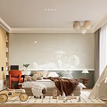 Kids Room Interior Design With Space Theme Wall Decals Teepee Tent And Toy Car