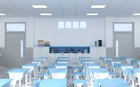 school classroom cabinet desk 3d model