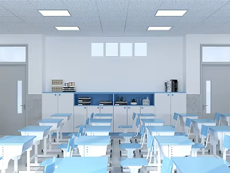 school classroom cabinet desk 3d model