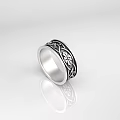 Elegant Silver Ring With Intricate Engraved Floral Patterns And Sleek Band Design 3d model