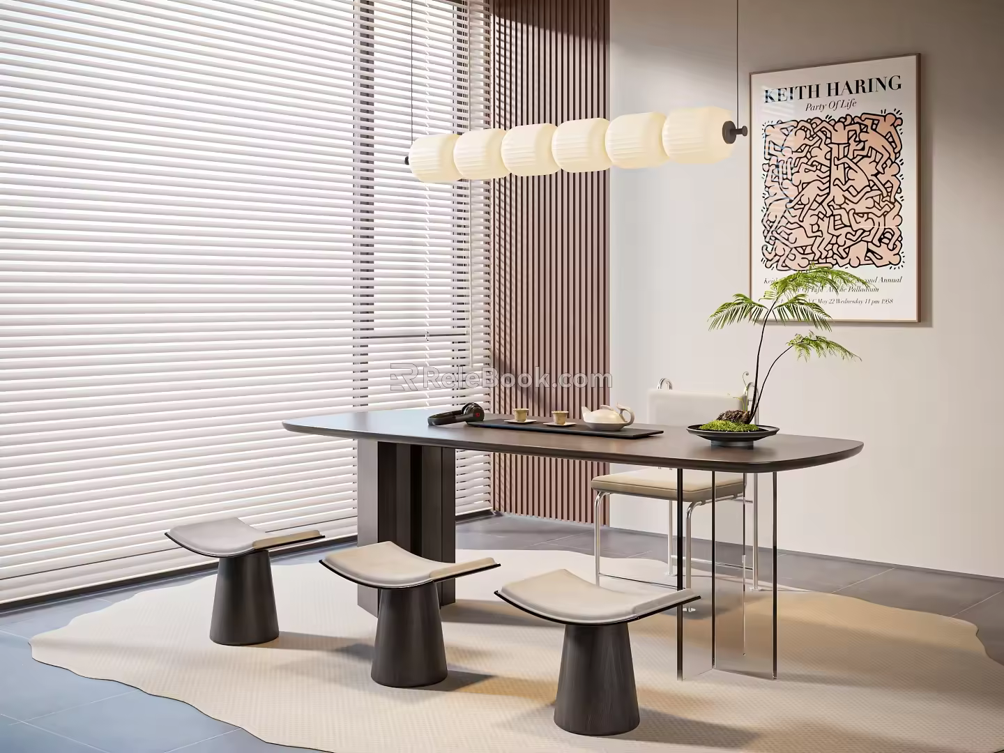 Minimalist Modern Tea Table and Chair Tea Table Tea Table Long Table Desk and Chair 1 3d model