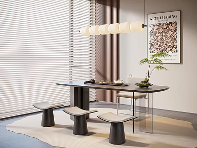 Minimalist Modern Tea Table and Chair Tea Table Tea Table Long Table Desk and Chair 1 3d model