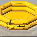 Yellow Inflatable Life Raft Octagonal Shape With Safety Labels And Floating Straps 3d model