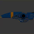 Blue and Orange Weapon Platform with Sharp Front Yellow Spike and Weapon Components 3d model