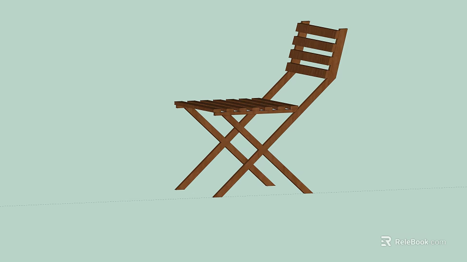 Practical Wooden Folding Chair With Crossed Legs And Backrest For Home Use 3d model 