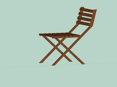 Practical Wooden Folding Chair With Crossed Legs And Backrest For Home Use 3d model