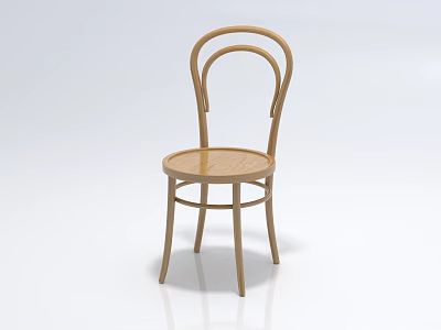 Wooden Leisure Chair With Curved Backrest Round Seat And Simple Design 3d model