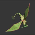 Green Red Winged Horned Fantasy Pterosaur Game Movie Character