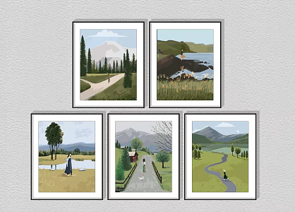Modern cartoon children's room decoration hanging painting 3d model