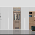 Modern Wardrobe Interior Design With Glass Doors Hanging Clothes And Storage Shelves