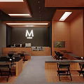 Modern Café Interior Design With Wooden Walls Ceiling Lights Bar Counter And Tables