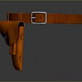 Man Equipped With Durable Orange Leather Belt And Matching Holster Accessory