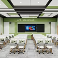 School Art Classroom Interior Design With Green White Walls Student Desks And Digital Blackboard