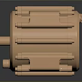 Shiny Golden Engine with Cylindrical Housing and Industrial Metal Bolts Structure