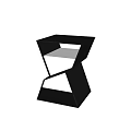 Modern Geometric Bedside Table With Layered Design And Black Frame White Panel