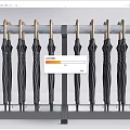 Sturdy Black Umbrellas Neatly Hung On Metal Rack For Household Use