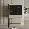 Modern Entryway Side Cabinet with Wooden Mesh Door Metal Frame and Drawer