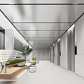 Modern Reception Desk Area On 10F With Sofa Green Plant And Spacious Lighting