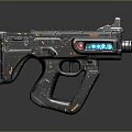 Futuristic Sci Fi Pistol With Metallic Texture And Glowing Blue