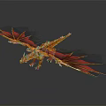 3D Rendered Mythical Dragon Character With Golden Red Wings Green Eyes And Flying Pose