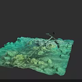 Rusty Anchor With Chain Lying On Underwater Rocky Seafloor