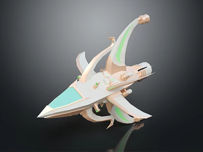 Futuristic Spaceship Design With Aerodynamic Shape Green Accents And Transparent Cockpit 3d model
