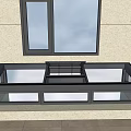 Dark Framed Window And Rectangular Glass Skylight With Metal Frame And Light Base 3d model