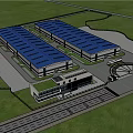 Modern Industrial Factory Aerial View With Green Surroundings Parking Lot And Transport Vehicles