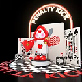 PENALTY KICK Themed Photo Spot With Neon Sign Heart Character Playing Cards And Checkered Floor