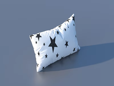 Black Star Pattern Throw Pillow on White Background for Home Decor 3d model