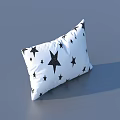 Black Star Pattern Throw Pillow on White Background for Home Decor 3d model