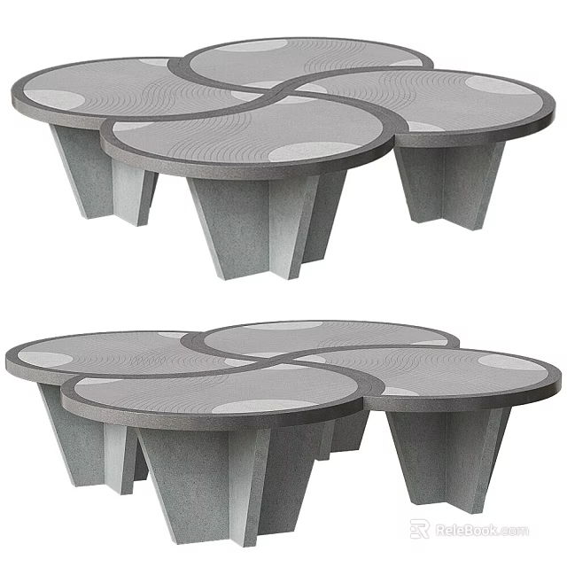 Modern Gray Coffee Table With Unique Circular Design And Textured Surface 3d model 