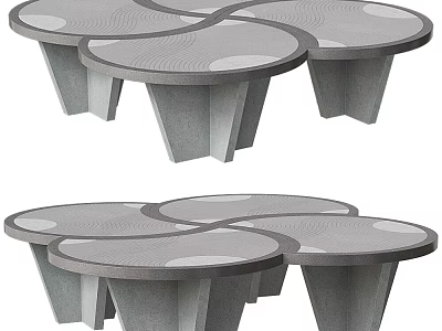 Modern Gray Coffee Table With Unique Circular Design And Textured Surface 3d model