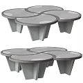 Modern Gray Coffee Table With Unique Circular Design And Textured Surface 3d model