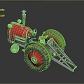 Vintage Style Toy Tractor With Red Body Green Fenders And Large Wheels
