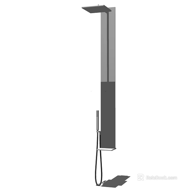 Modern Sleek Shower Head With Handheld Sprayer Wall Mounted Design For Bathroom 3d model 