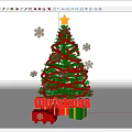 Green Christmas Tree With Red Ribbons Star On Top And Snowflakes Around Christmas Gifts