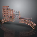 Architectural Construction Model With Metal Truss Frame And Arched Support Structure