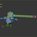 Anthropomorphic Robot Character With Blue Armor White Head And Long Weapon