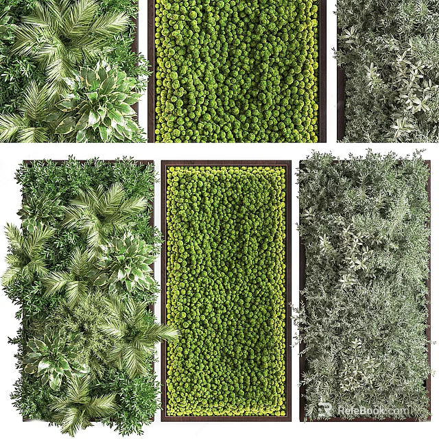Stylish Vertical Garden Wall Designs With Lush Greenery And Various Plant Types 3d model 