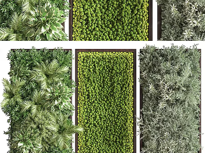 Stylish Vertical Garden Wall Designs With Lush Greenery And Various Plant Types 3d model